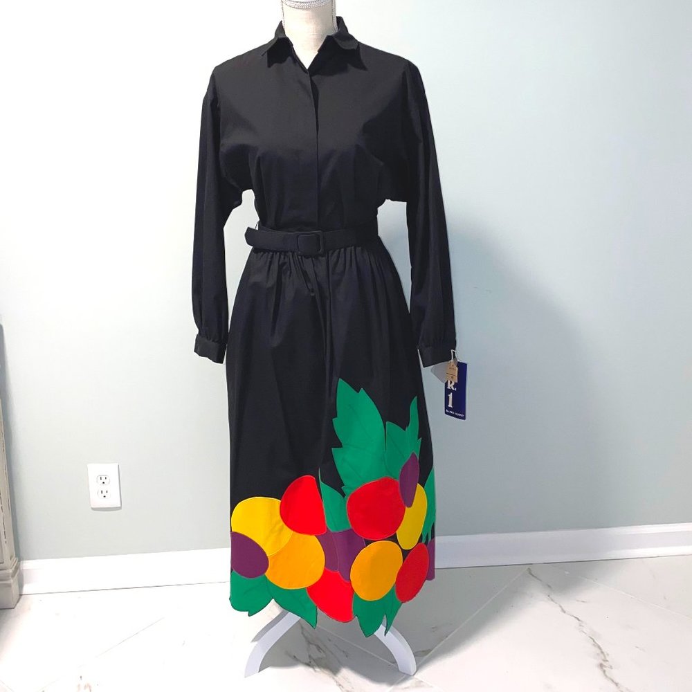 VINTAGE NRI Ned Gould 2 Piece Applique Berry Skirt Outfit NWT